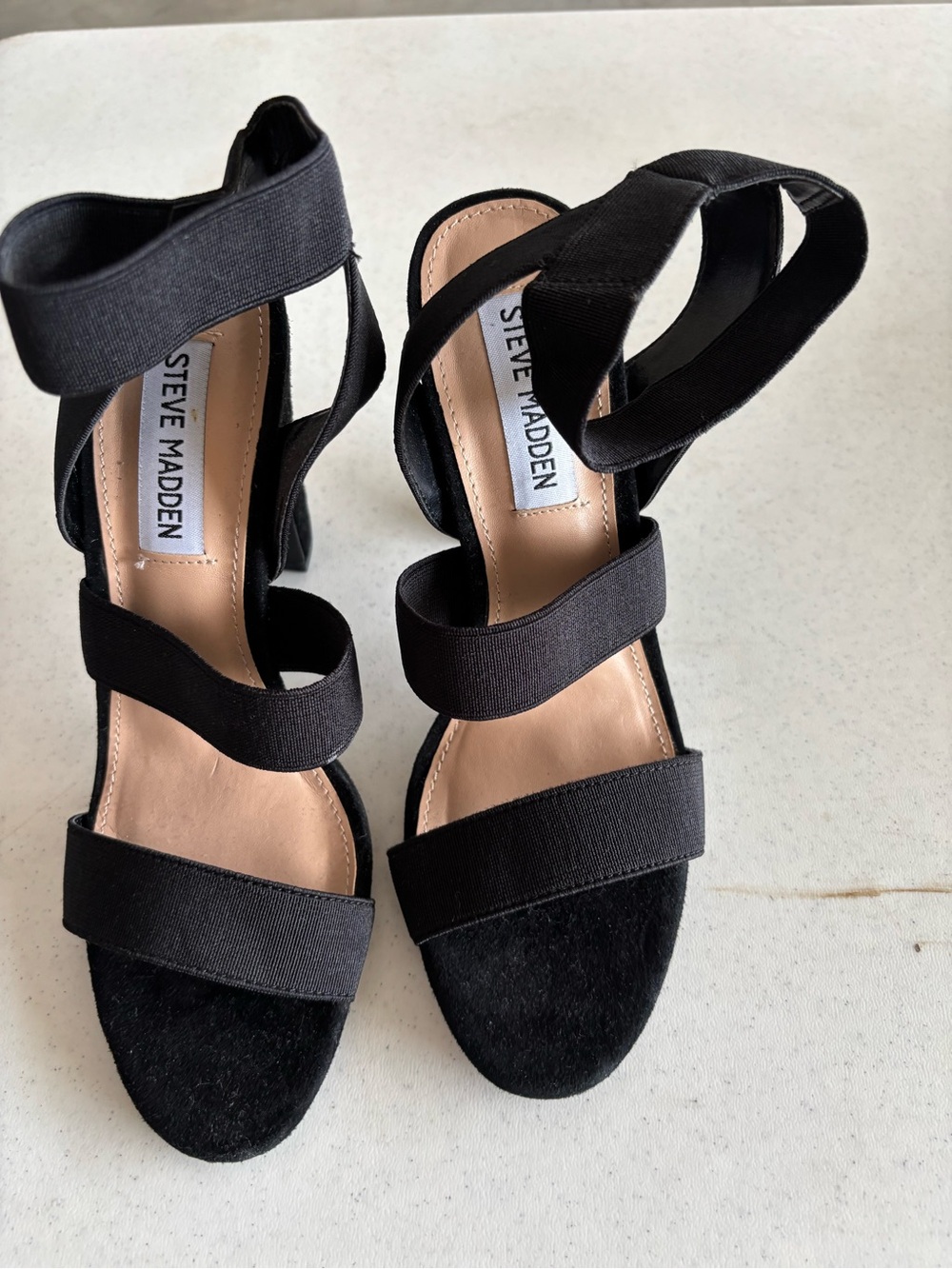 Steve Madden Black Multi-Strap Ankle Tie Heels